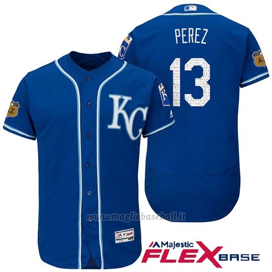 Maglia Baseball Uomo Kansas City Royals Salvador Perez 13 2017 Allenamento Primaverile Flex Base Giocatore